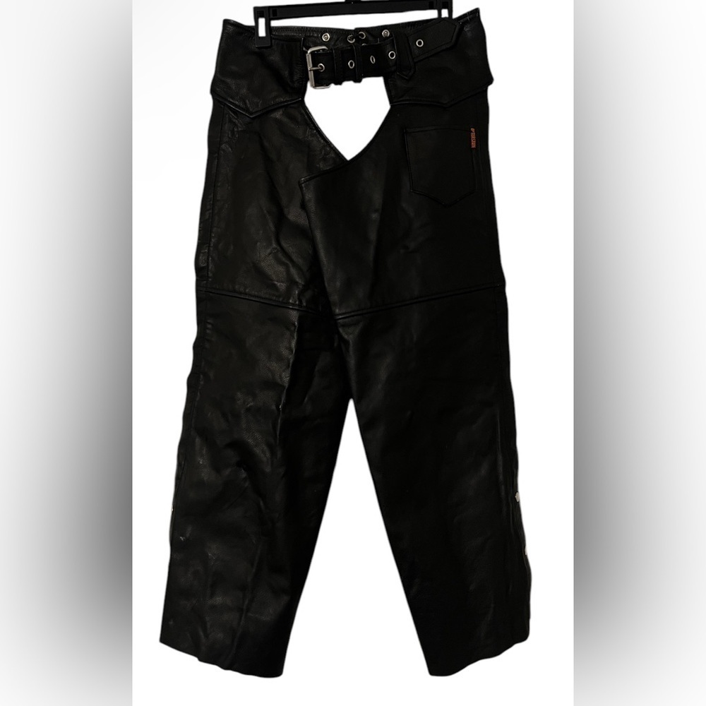 Interstate Leather Black Chaps Motorcycle Riding Pants Unisex XL